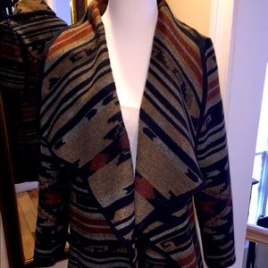 Wool Aztec Print Cape Coat